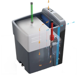 Thumbnail of cutaway diagram of an atlas copco OCS oil/water separator showing the function